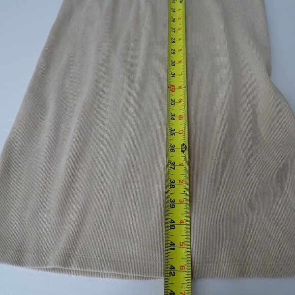 Pink Rose Sleeveless Ribbed Beige Midi Tank Dress Women Size M With Side Slit - Picture 10 of 10